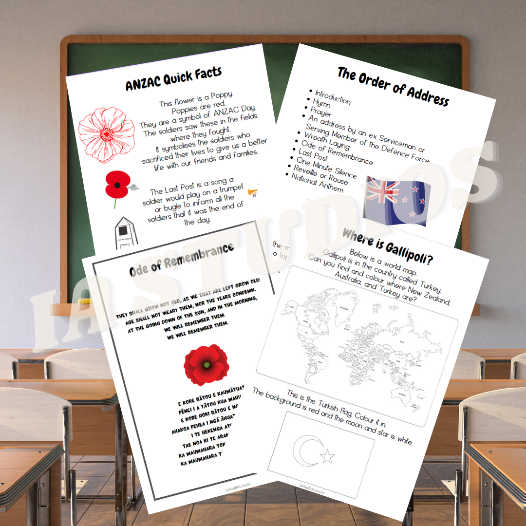 ANZAC Da y Resource Workbook work sheets - Digital Download - Ia Studios