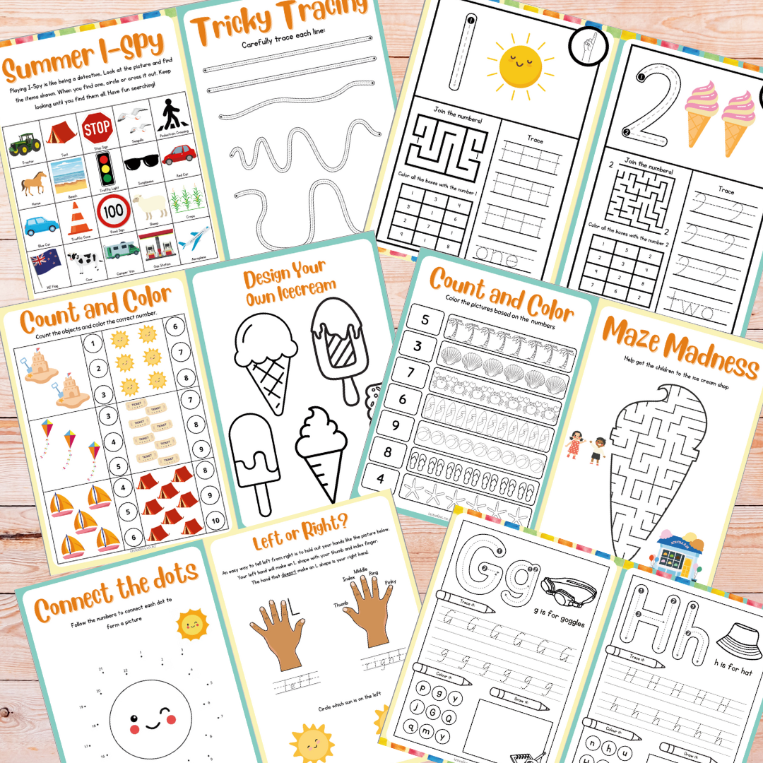 Summer Theme Busy Book/ Activity Book / Activity Sheets - Age 3-5 - Ia Studios