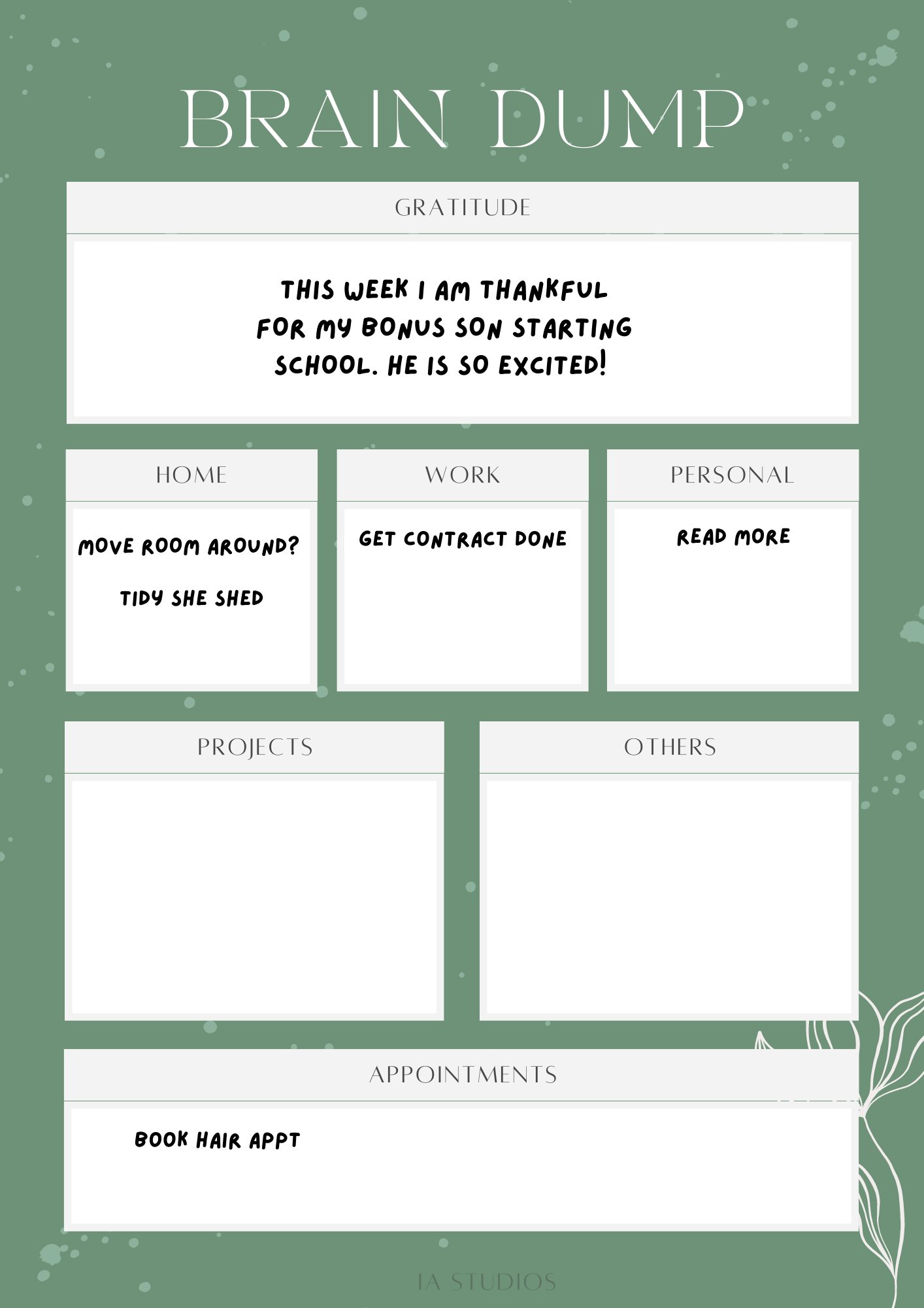 Brain dump - Digital Planner - Ia Studios