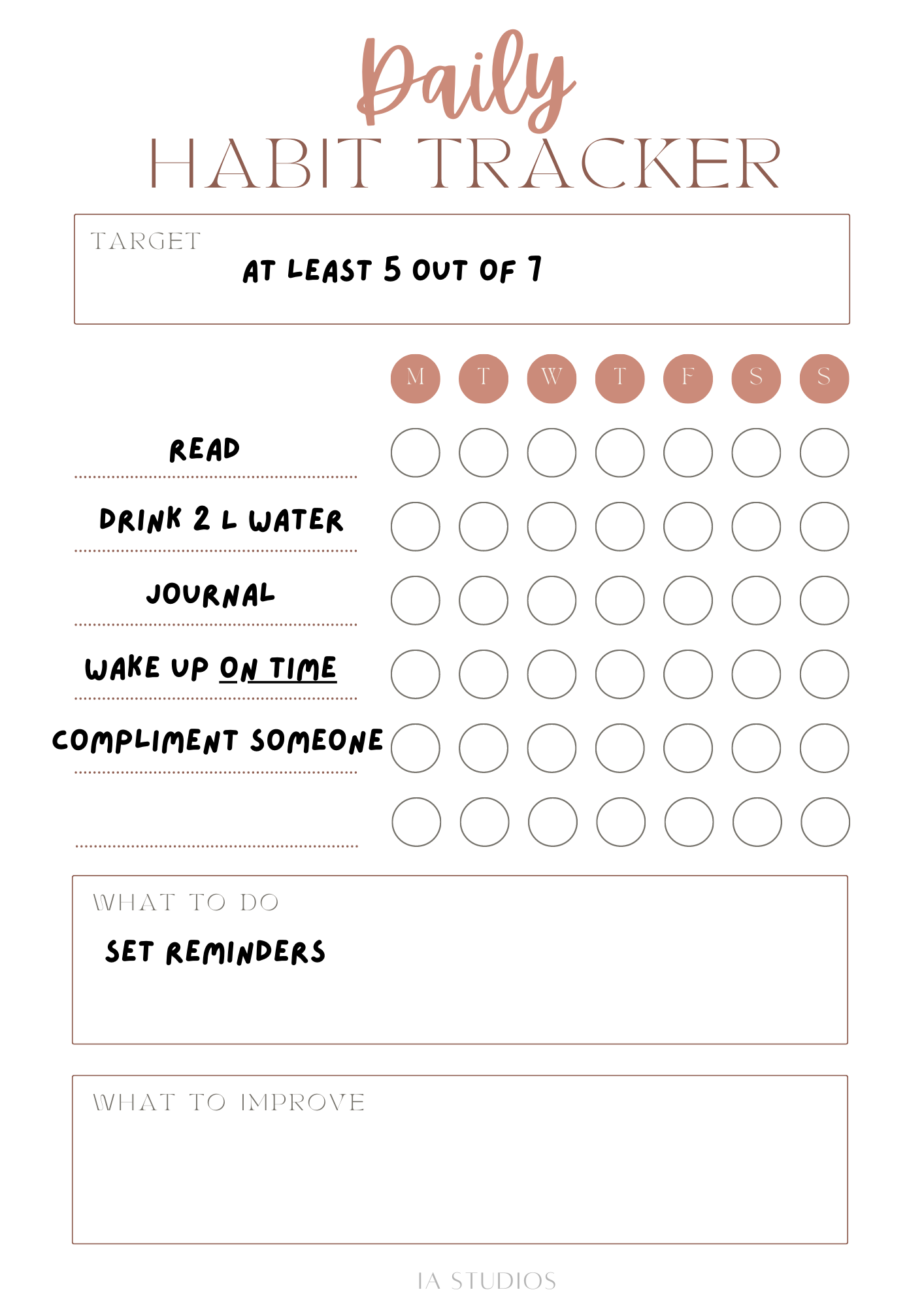 Daily Habit Tracker - Digital Planner - Ia Studios