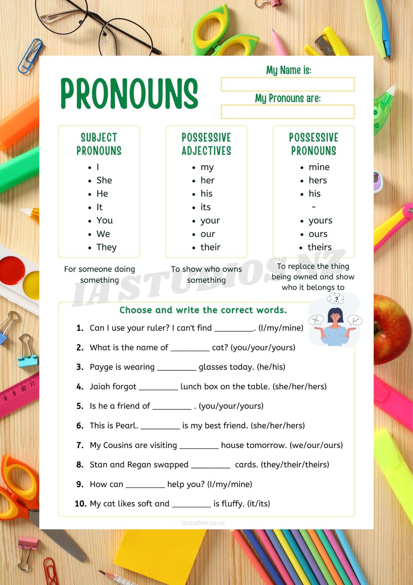 Pronouns Worksheet