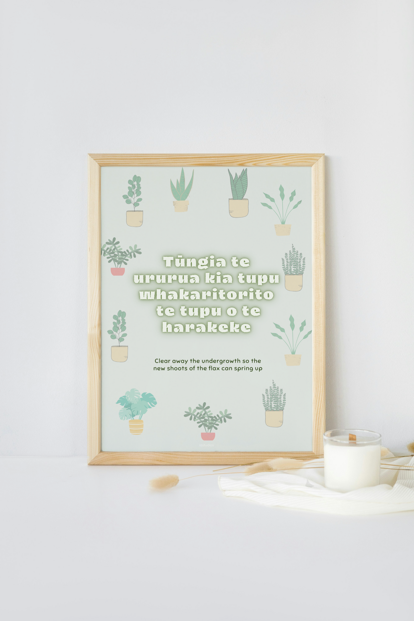 Tūngia te ururua kia tupu whakaritorito te tupu o te harakeke
Clear away the undergrowth so the new shoots of the flax can spring up
Whakatauki Maori Proverb Digital Download Print