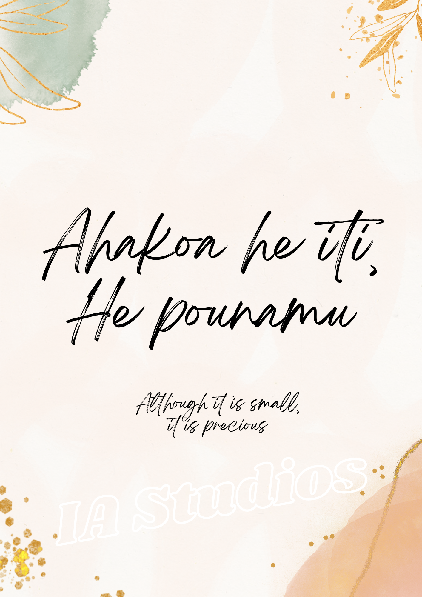 Ahakoa iti, he pounamu whakatauki digital download - Ia Studios