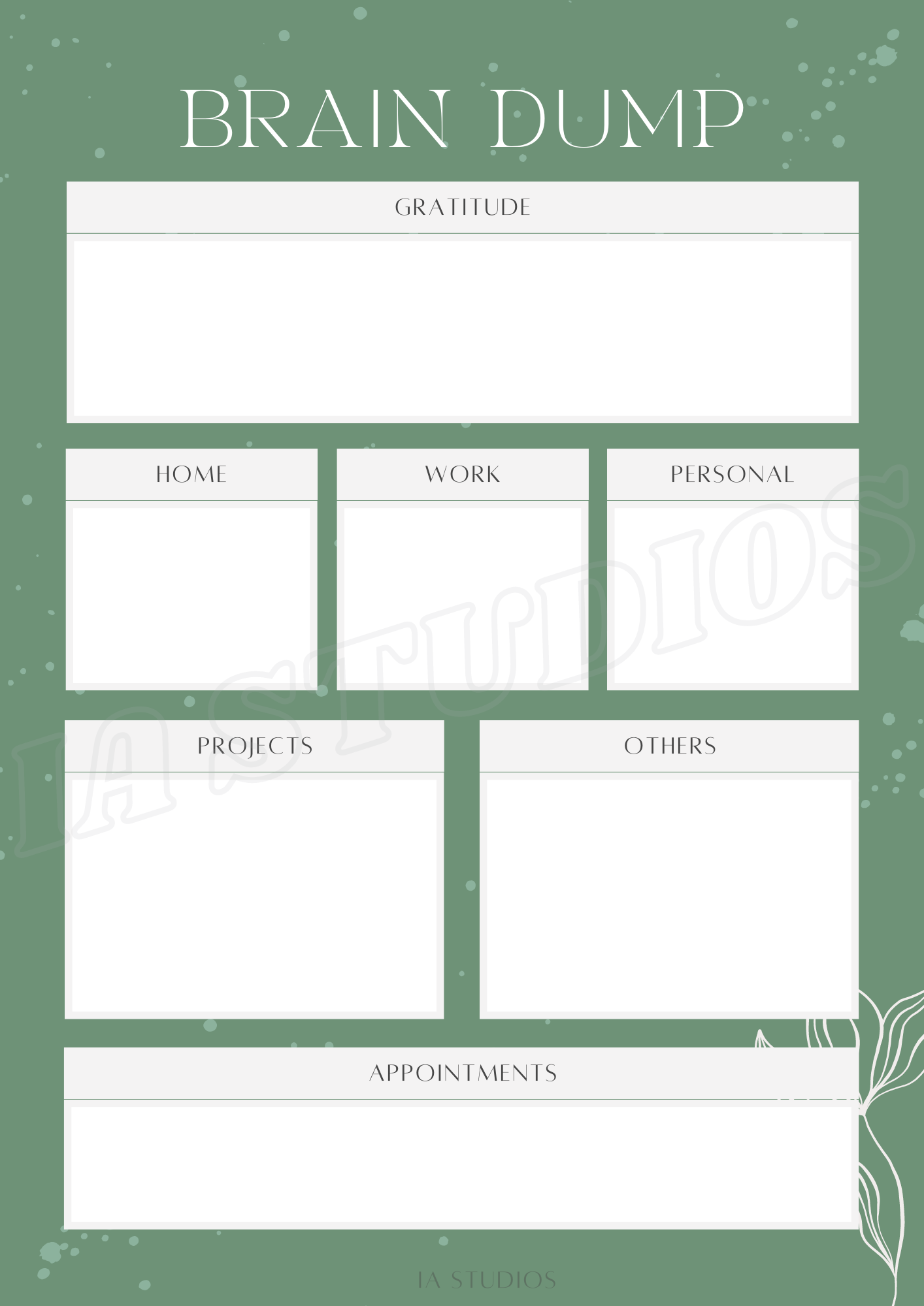 Brain Dump - Digital planner - Ia Studios - The Goal Getter Set