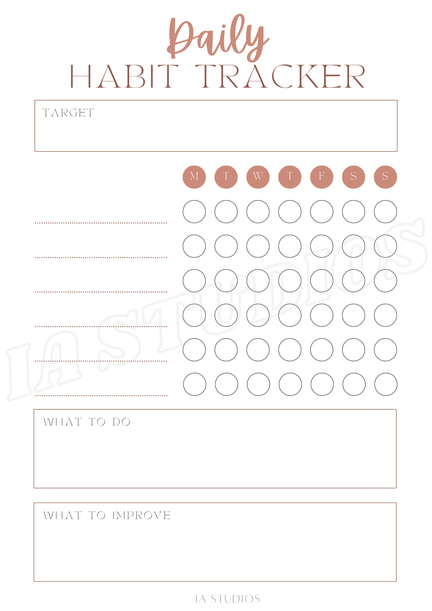Digital daily habit tracker planner - Ia Studios - The Goal Getter Set