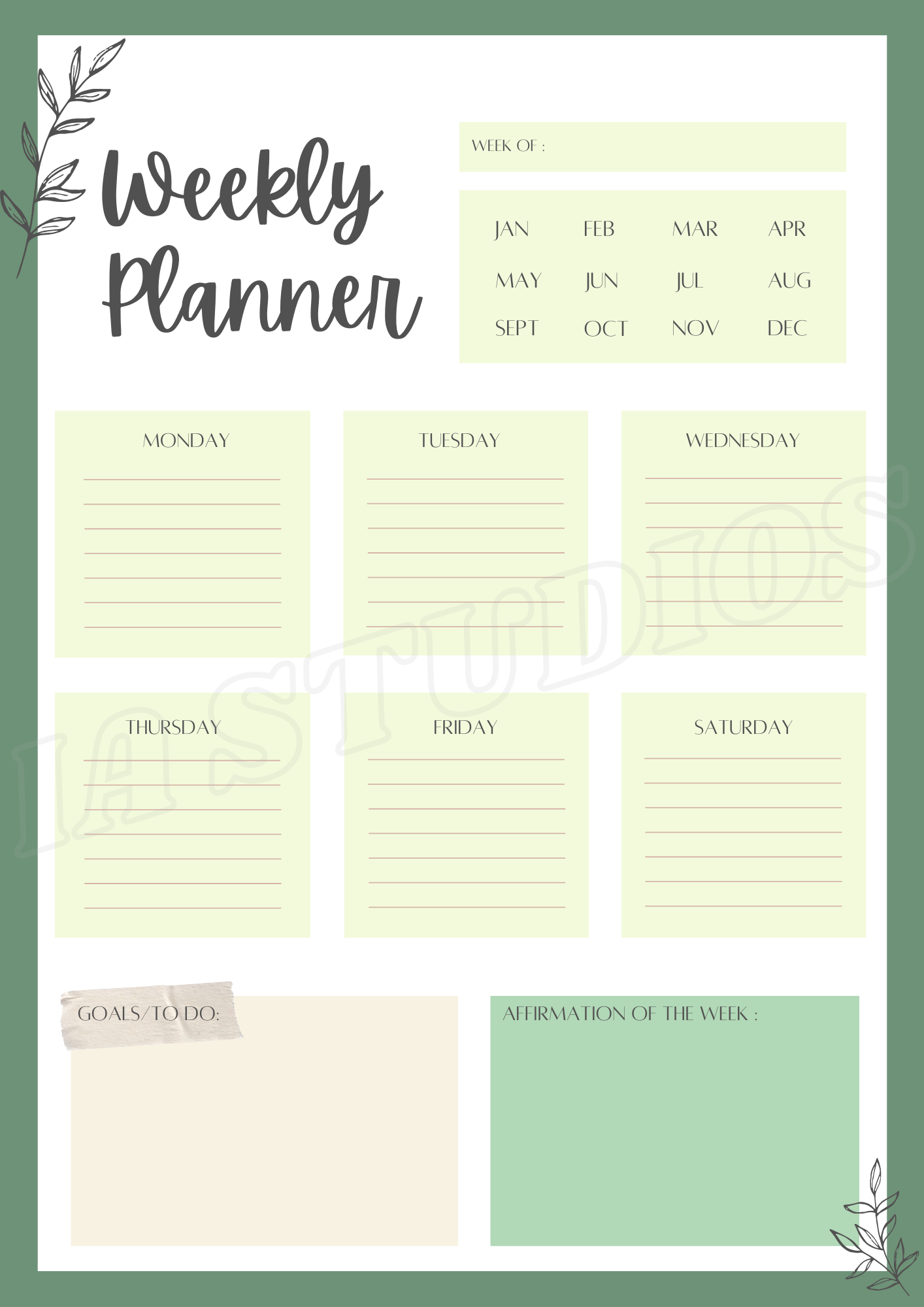 Digital weekly planner - Ia Studios - The Goal Getter Set