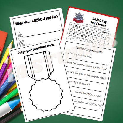 ANZAC Day Resource, ANZAC DAY NZ, ANZAC  Workbook work sheets, TEACHING ANZAC - ANZAC Day Activities - Digital Download  - Ia Studios
