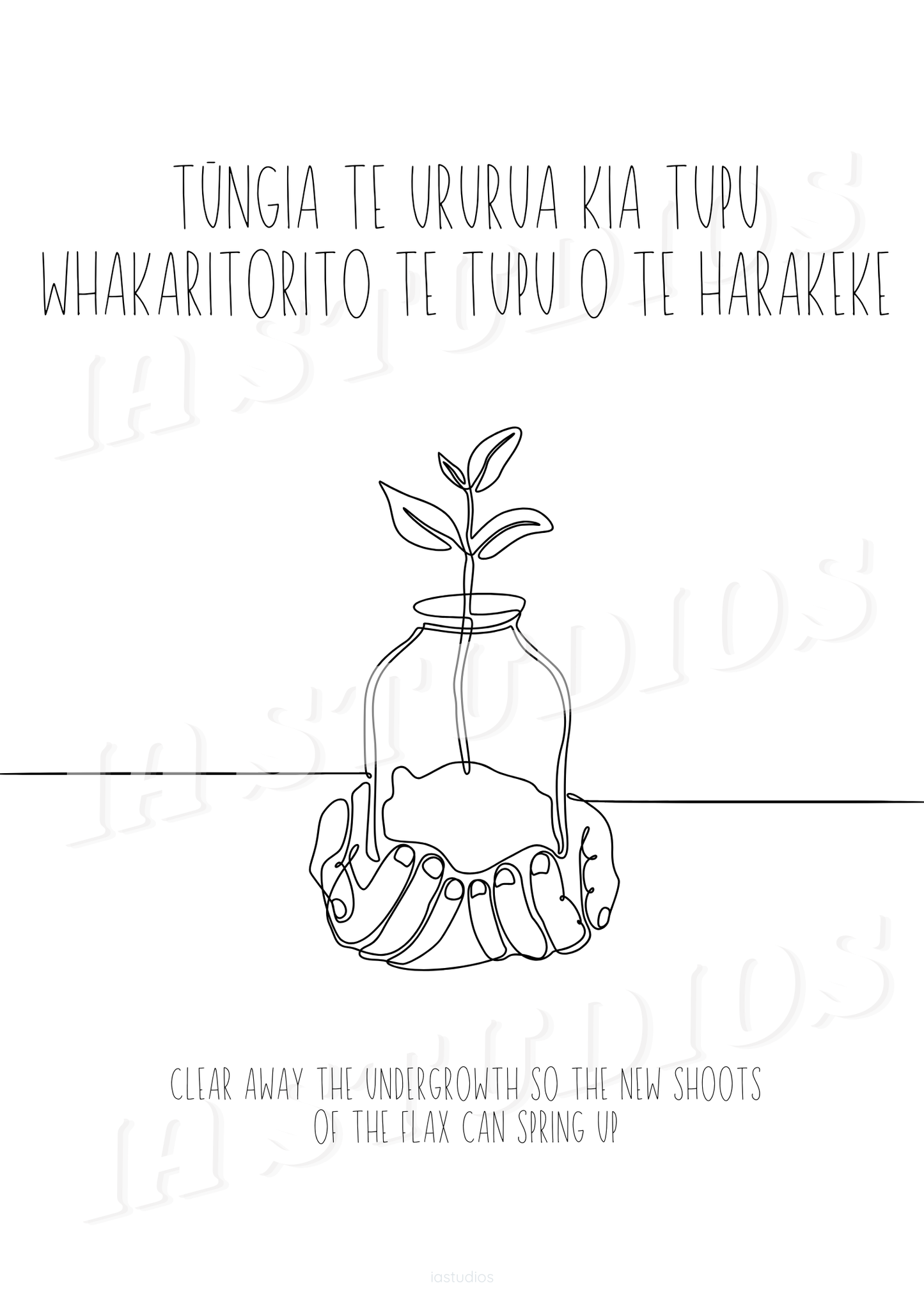 Tūngia te ururua kia tupu whakaritorito te tupu o te harakeke
Clear away the undergrowth so the new shoots of the flax can spring up

Whakatauki Maori Proverb Digital Download Print 